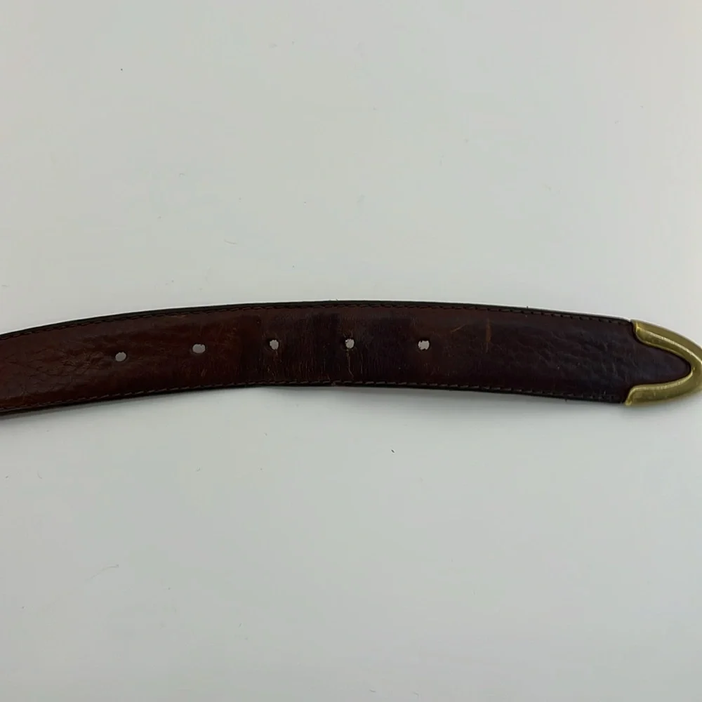 FOSSIL Brown Distressed Leather Belt with Brass Buckle & Tip - Men’s size 38